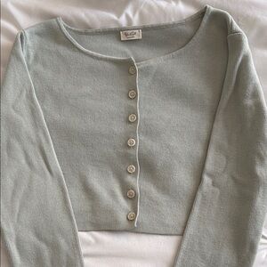 Sage Green Button-Up Cardigan